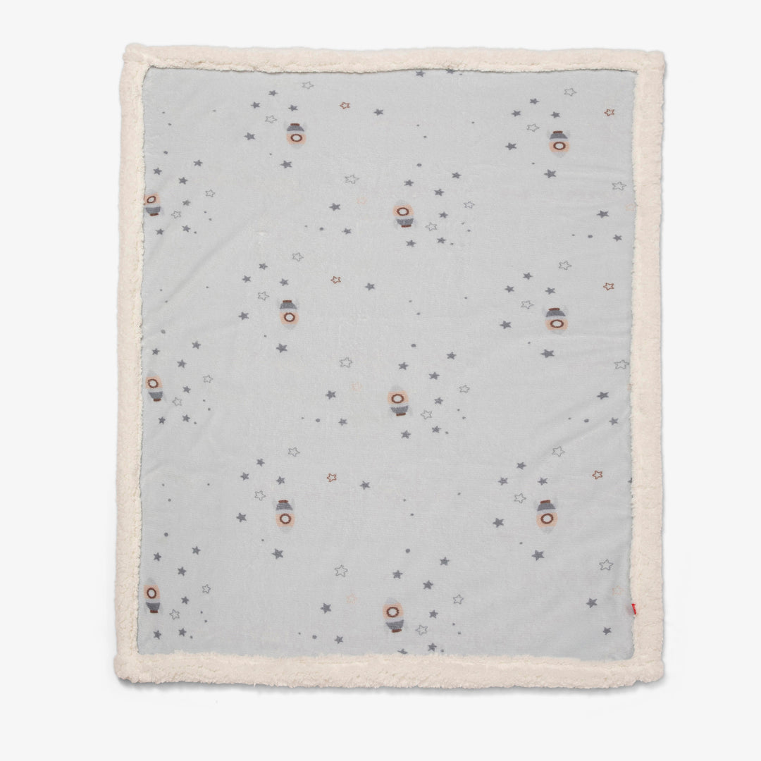 שמיכת פרווה דו-צדדית לעגלה חלל תכלת