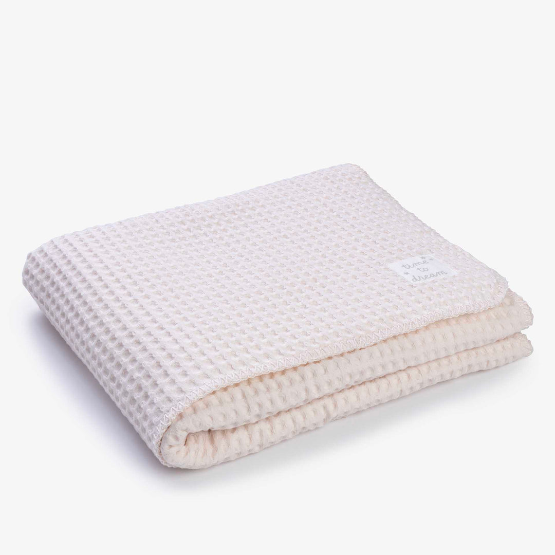 שמיכה וופל ופרווה דו-צדדית לעגלה ורוד