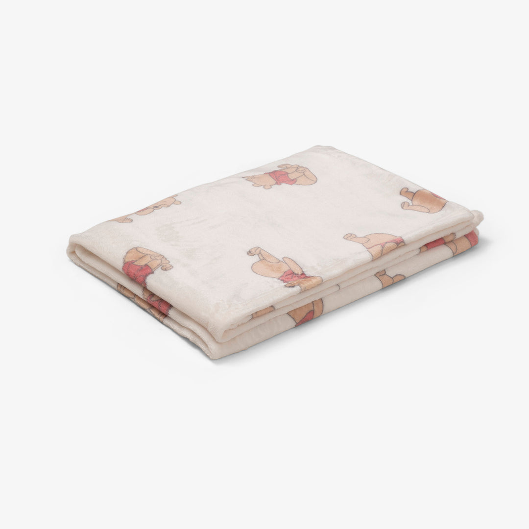 שמיכת קורל פליז למיטה פו הדב שמנת