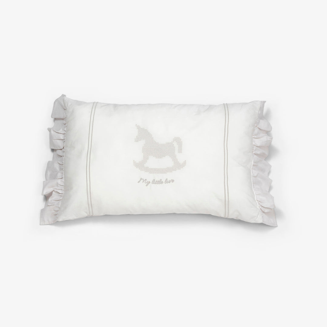 כרית נוי עם רקמת סוס נדנדה