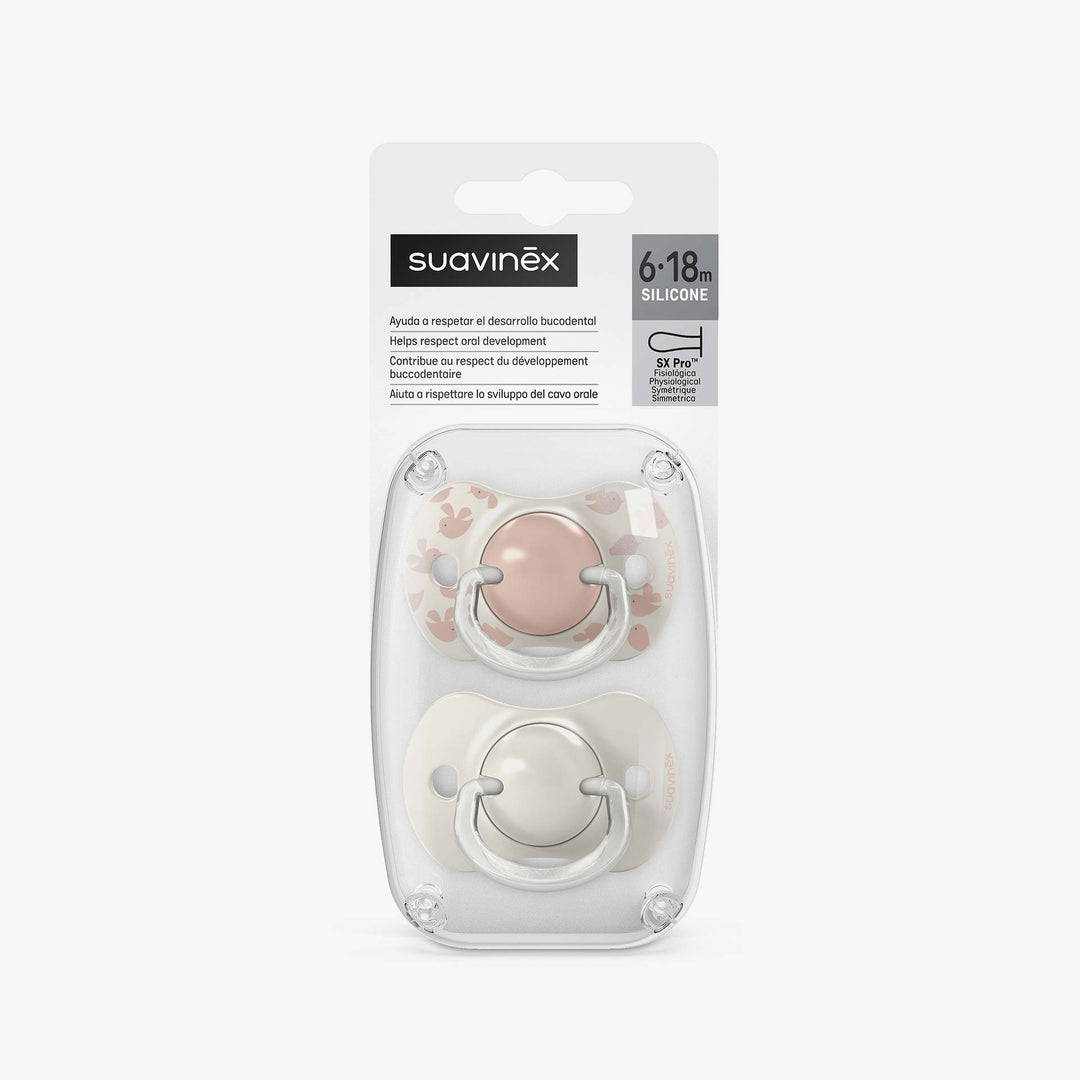 זוג מוצצים 6-18- בירדיס  ורוד