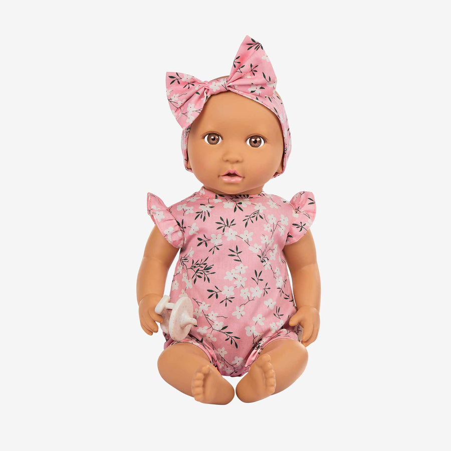 בובה אוברול פרחוני ורוד