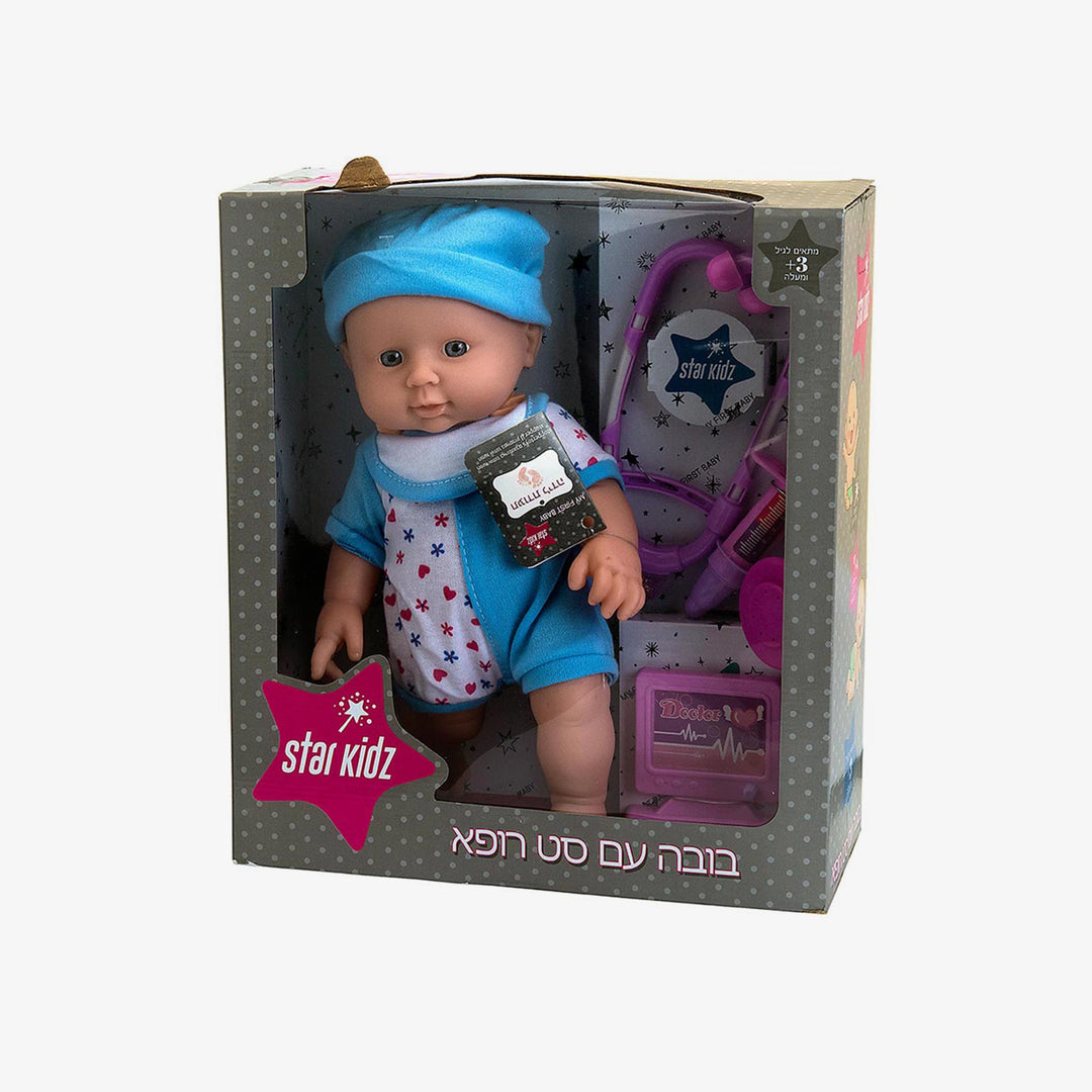 בובה עם סט רופא כחול 12 סמ